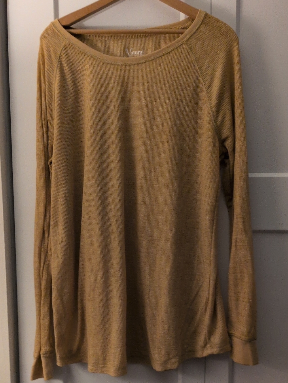 Natural Reflections Mustard Crewneck Ribbed Long-Sleeve Light Thermal